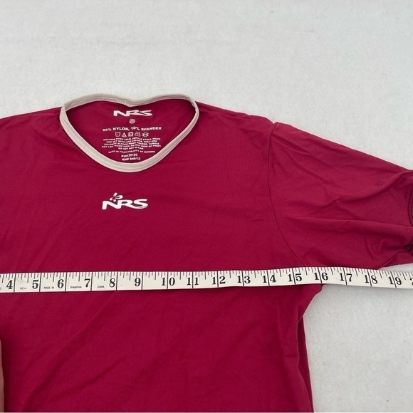 NRS Women’s short Sleeved Swim shirt Rash guard red w/ white accents size: Small - Picture 4 of 5